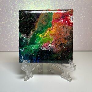 Abstract Multicolor Blacklight Glow In The Dark Canvas Resin Art
